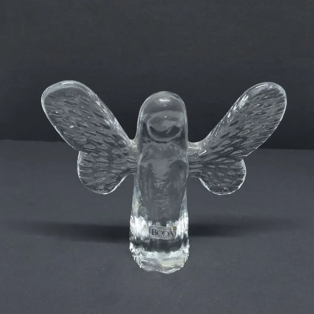VTG Kosta Boda Swedish Art Glass Textured Angel Figurine By Bertil Vallien 5½